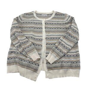 Croft & Barrow XL Fair Isle Pattern Acrylic Cardigan Sweater Beige & Gray‎